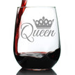 Queen – Cute Funny Stemless Wine Glass, Large Glasses, Etched Sayings, Gift Box