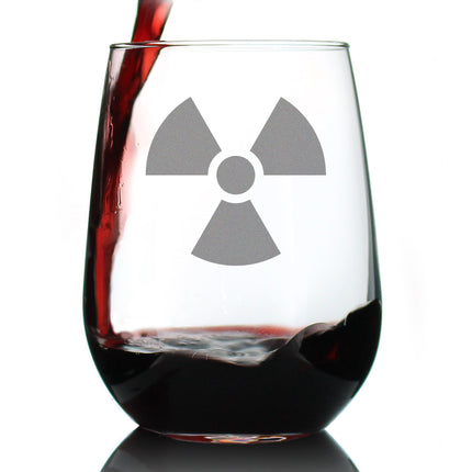 Radiation Symbol Stemless Wine Glass - Unique Engraved Gifts for Medical Professionals, Nurses & Radiologists