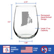 Rhode Island State Outline Stemless Wine Glass - State Themed Drinking Decor and Gifts for Rhode Islander Women & Men - Large 17 Oz Glasses