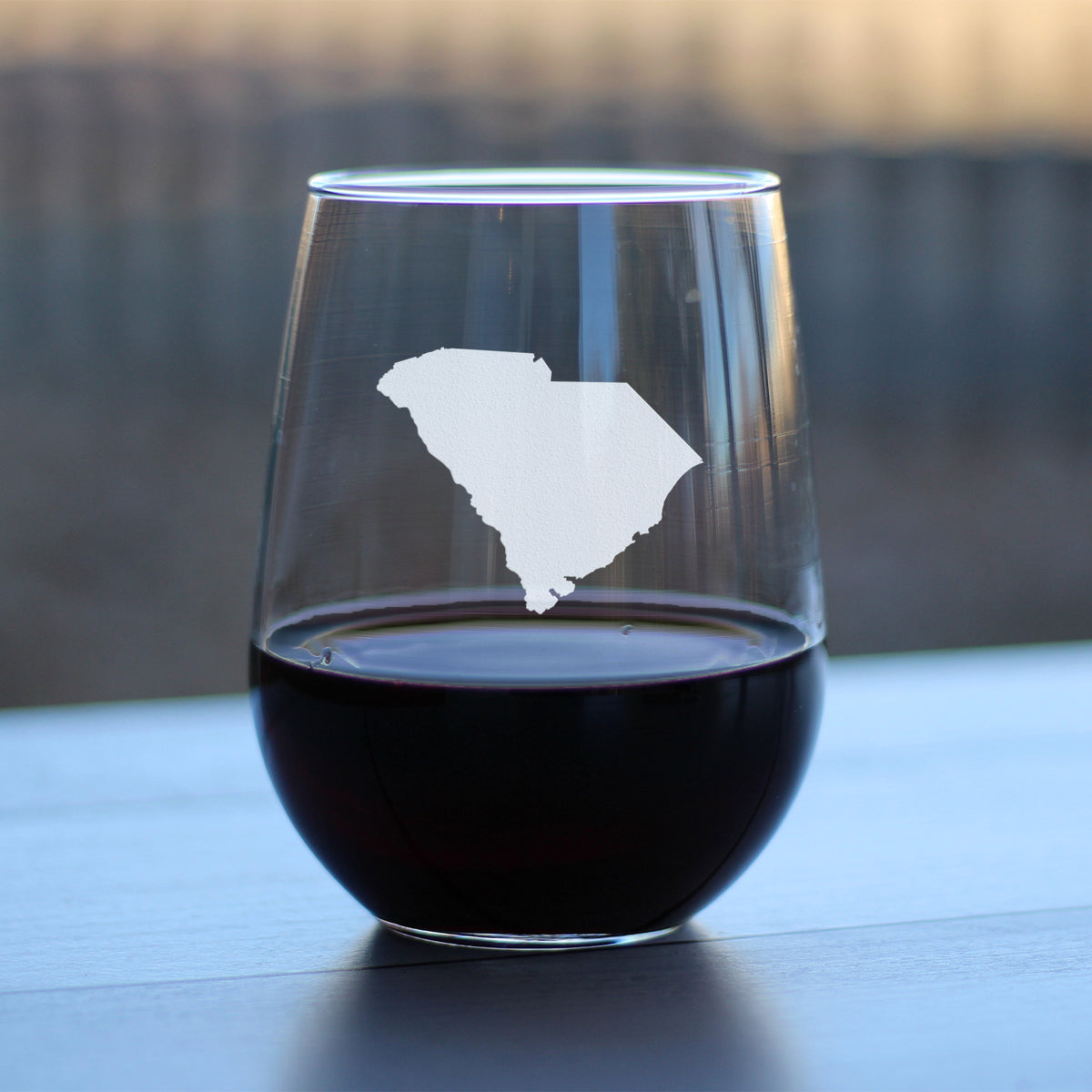 South Carolina State Outline Stemless Wine Glass - State Themed Drinking Decor and Gifts for South Carolinian Women &amp; Men - Large 17 Oz Glasses