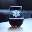 EMT Star of Life Stemless Wine Glass - EMS Themed Gifts for Paramedics and EMTS - Large 17 oz