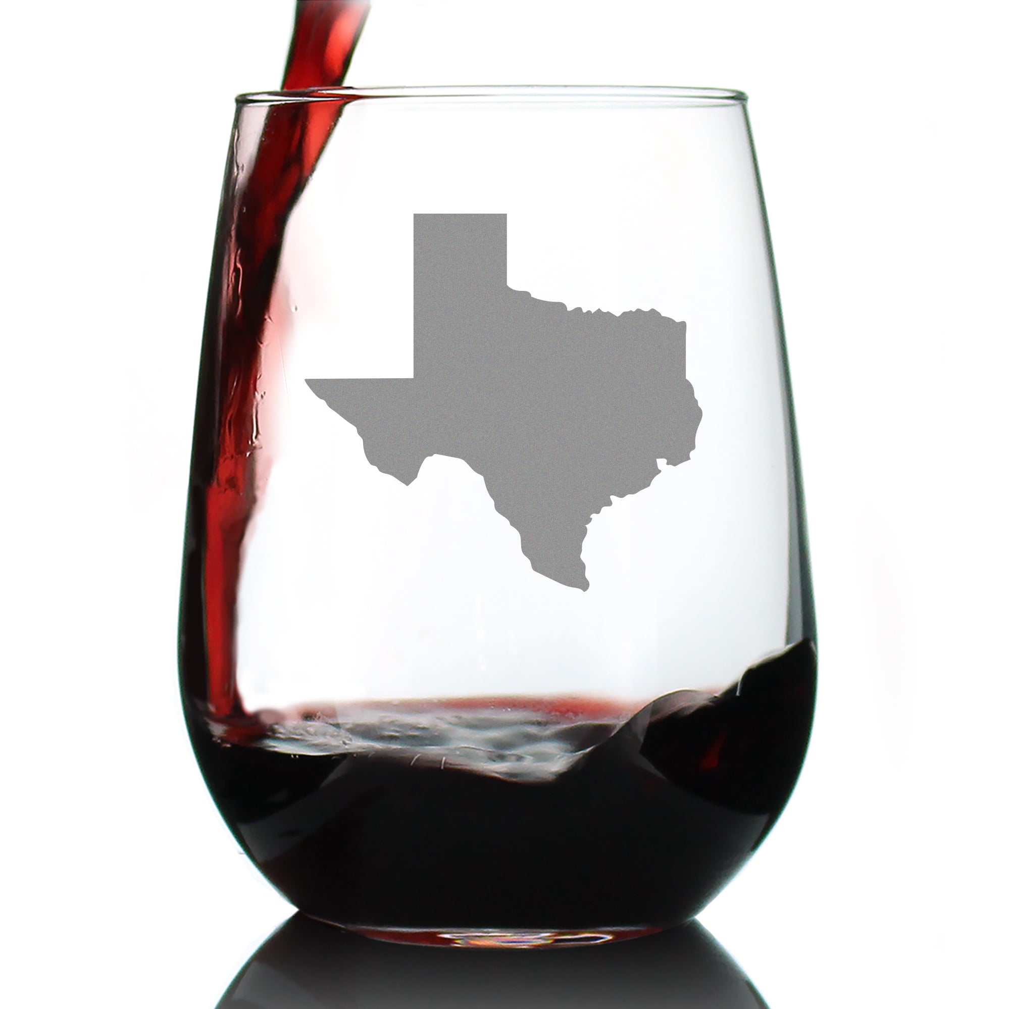 Texas State Outline Stemless Wine Glass - State Themed Drinking Decor and Gifts for Texan Women & Men - Large 17 Oz Glasses