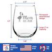 Mom Est 2020 with Stork - New Moms Stemless Wine Glass Gift for First Time Mommy - Large Glasses