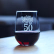 Too Young to Be 50 - Funny 50th Birthday Wine Glass for Women Turning 50 - Large 17 Oz - Bday Party Decorations