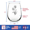 Tulip Stemless Wine Glass - Floral Themed Decor and Gifts for Flower Lovers - Large 17 Oz Glasses