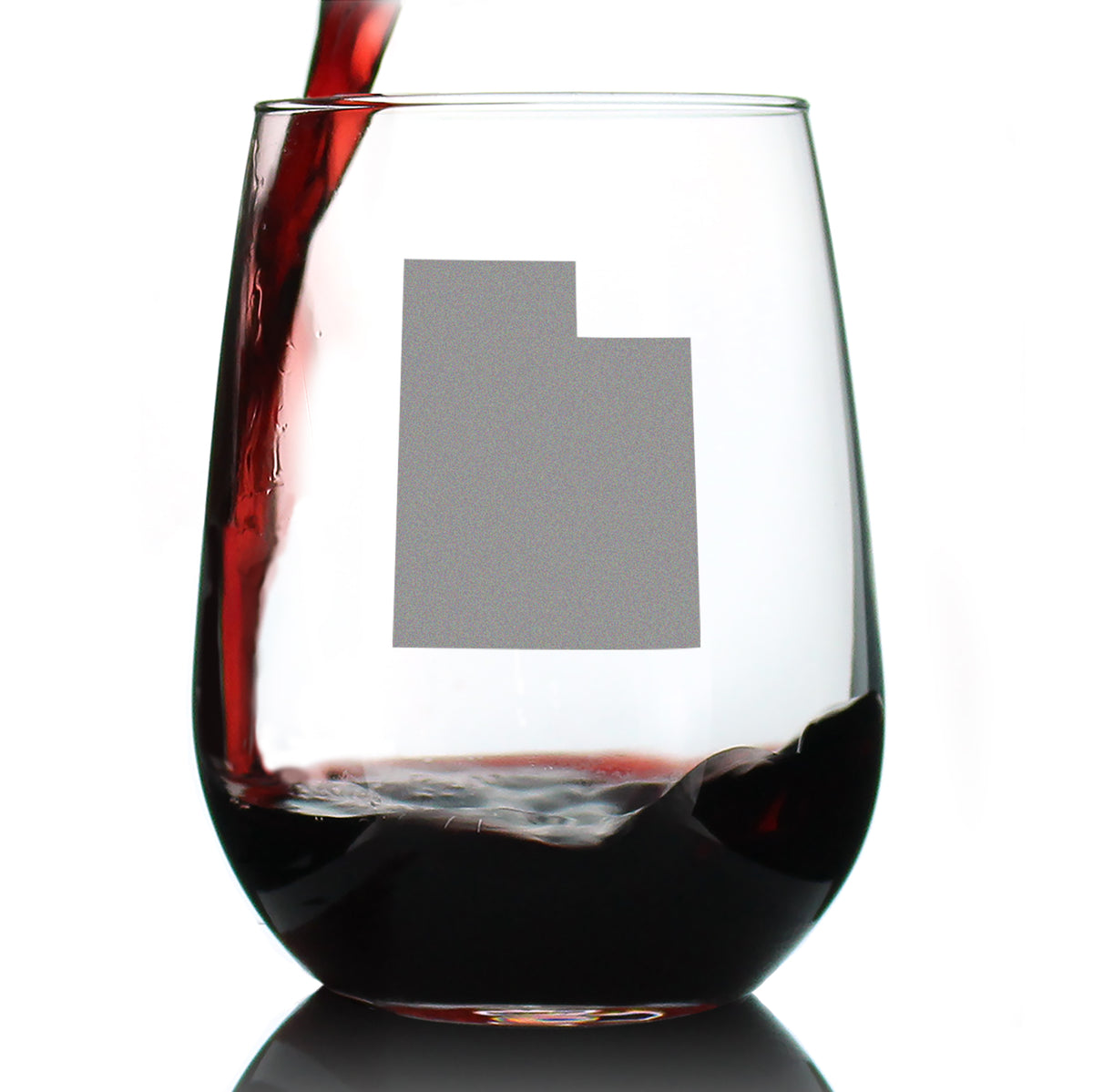 Utah State Outline Stemless Wine Glass - State Themed Drinking Decor and Gifts for Utahn Women &amp; Men - Large 17 Oz Glasses