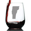 Vermont State Outline Stemless Wine Glass - State Themed Drinking Decor and Gifts for Vermonter Women & Men - Large 17 Oz Glasses