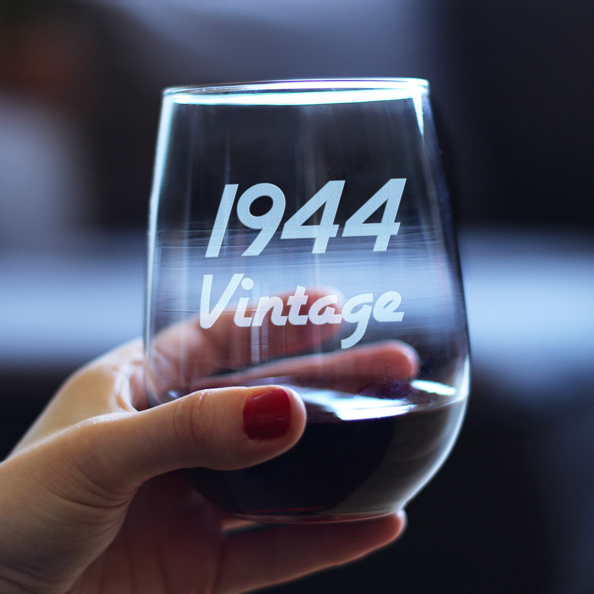 Vintage 1944 - 80th Birthday Stemless Wine Glass Gifts for Women &amp; Men Turning 80 - Bday Party Decor - Large Glasses