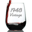 Vintage 1948 - 78th Birthday Stemless Wine Glass Gifts for Women & Men Turning 78 - Bday Party Decor - Large Glasses