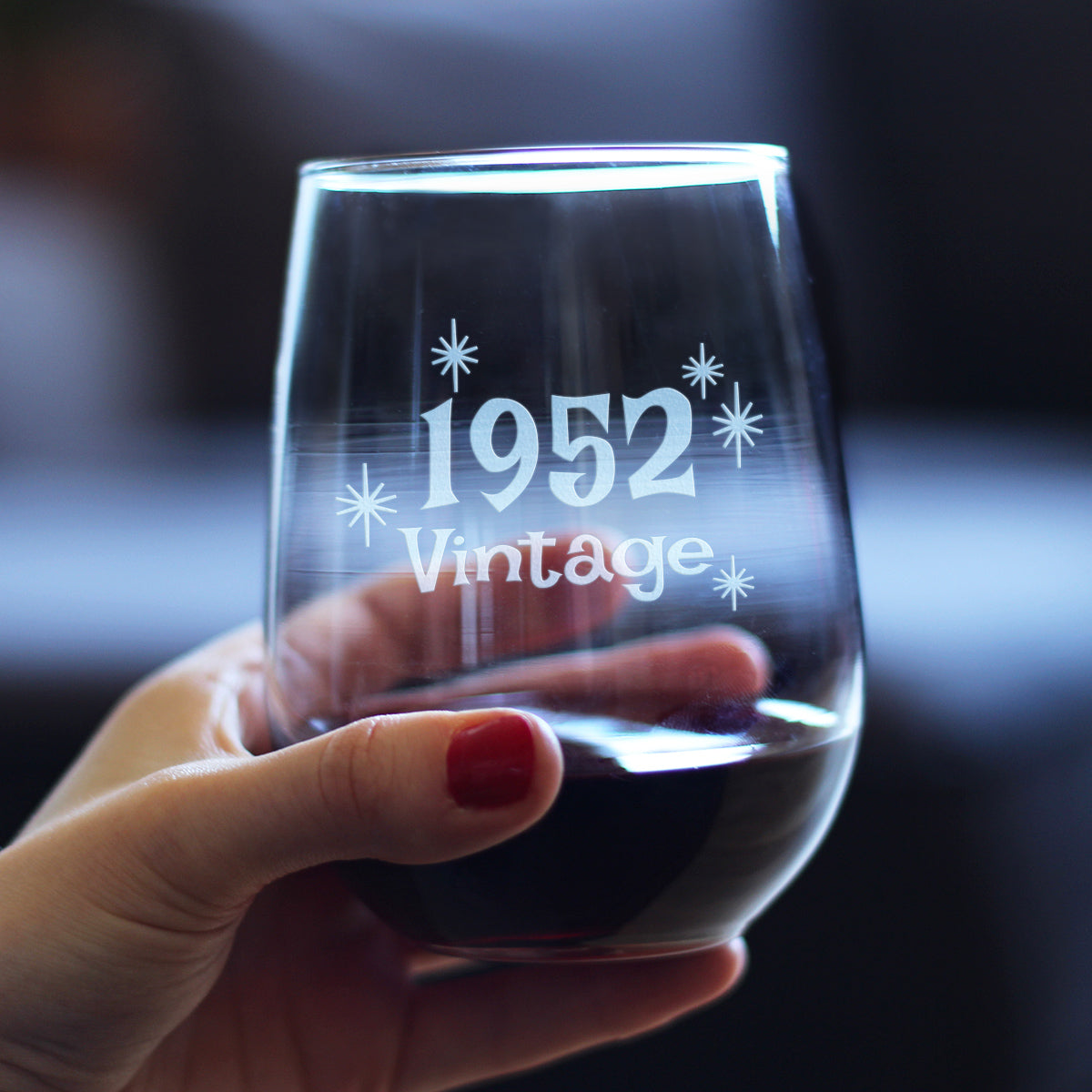 Vintage 1952 - 72nd Birthday Stemless Wine Glass Gifts for Women &amp; Men Turning 72 - Bday Party Decor - Large Glasses