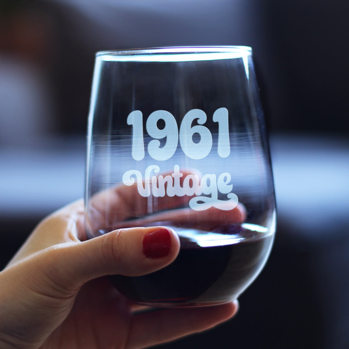 Vintage 1961-62nd Birthday Stemless Wine Glass Gifts for Women &amp; Men Turning 62 - Bday Party Decor - Large Glasses