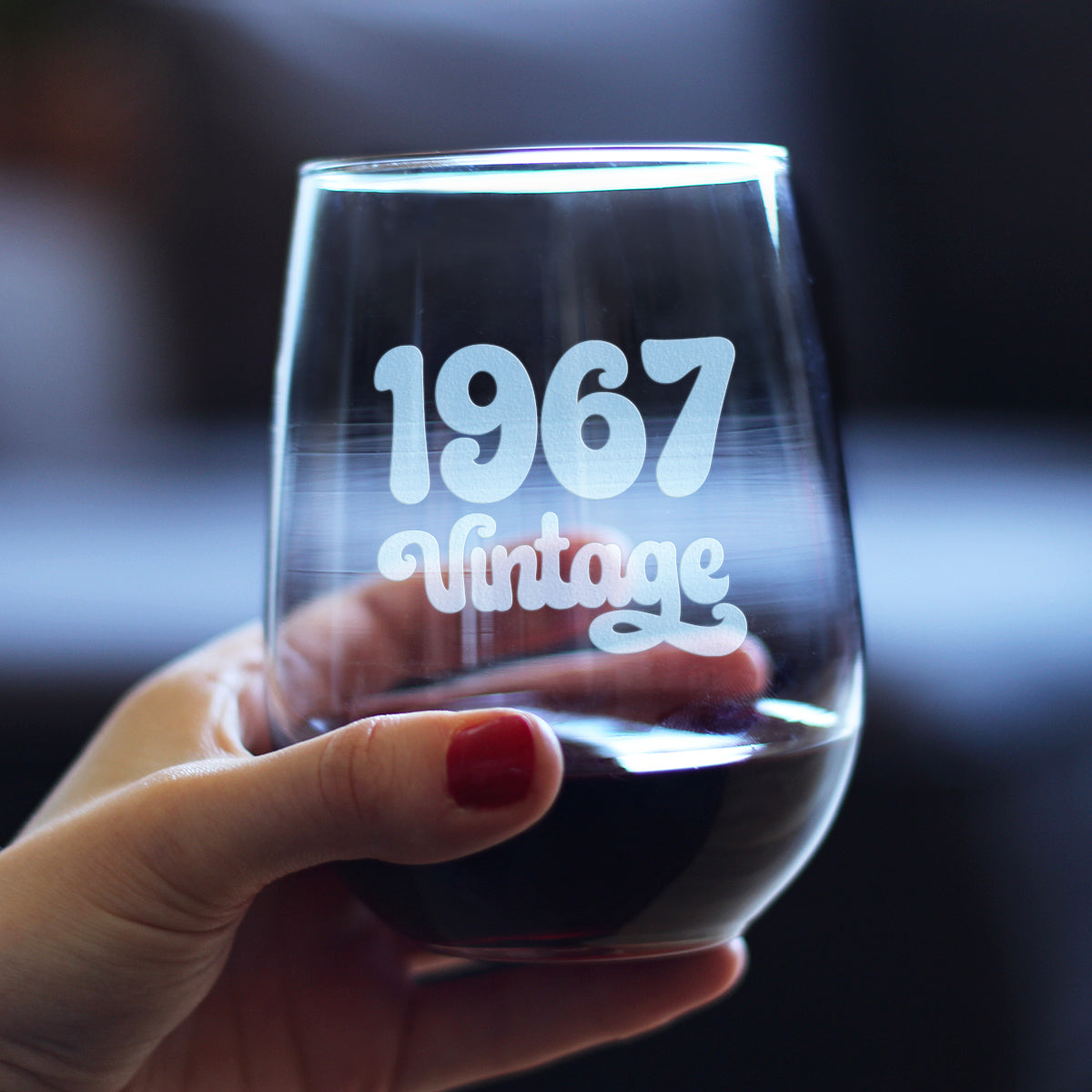 Vintage 1967-56th Birthday Stemless Wine Glass Gifts for Women &amp; Men Turning 56 - Bday Party Decor - Large Glasses