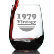 Vintage 1979 - 47th Birthday Stemless Wine Glass Gifts for Women & Men Turning 47 - Bday Party Decor - Large Glasses