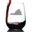 Virginia State Outline Stemless Wine Glass - State Themed Drinking Decor and Gifts for Virginian Women & Men - Large 17 Oz Glasses