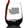 Washington State Outline Stemless Wine Glass - State Themed Drinking Decor and Gifts for Washingtonian Women & Men - Large 17 Oz Glasses