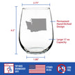 Washington State Outline Stemless Wine Glass - State Themed Drinking Decor and Gifts for Washingtonian Women & Men - Large 17 Oz Glasses