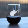West Virginia State Outline Stemless Wine Glass - State Themed Drinking Decor and Gifts for West Virginian Women & Men - Large 17 Oz Glasses