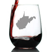 West Virginia State Outline Stemless Wine Glass - State Themed Drinking Decor and Gifts for West Virginian Women & Men - Large 17 Oz Glasses