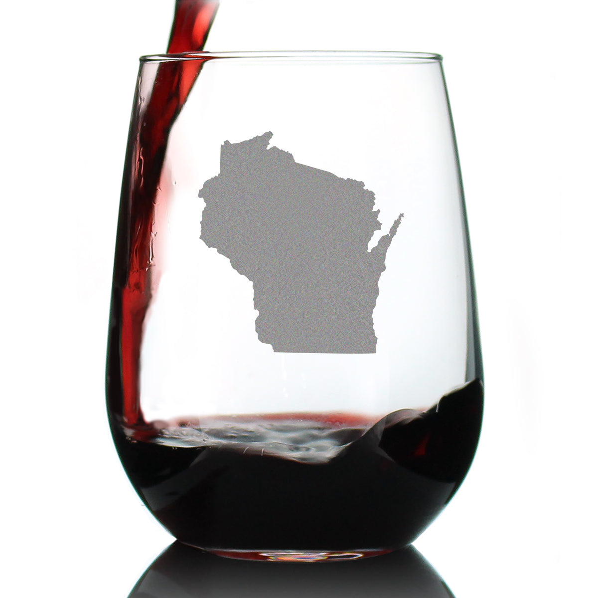 Wisconsin State Outline Stemless Wine Glass - State Themed Drinking Decor and Gifts for Wisconsinite Women &amp; Men - Large 17 Oz Glasses