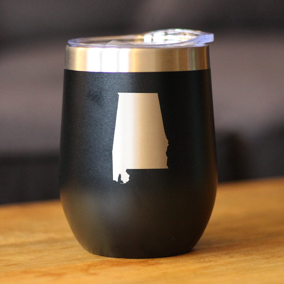 Alabama State Outline - Wine Tumbler