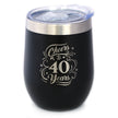 Cheers to 40 Years - Wine Tumbler Glass with Sliding Lid - Stainless Steel Insulated Mug - 40th Anniversary Gifts and Party Decor