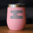 Colorado Flag - Wine Tumbler with Sliding Lid - Stemless Stainless Steel Insulated Cup - Cute Outdoor Camping Mug