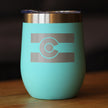 Colorado Flag - Wine Tumbler with Sliding Lid - Stemless Stainless Steel Insulated Cup - Cute Outdoor Camping Mug