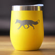 Fox Silhouette - Wine Tumbler with Sliding Lid - Stemless Stainless Steel Insulated Cup - Cute Cabin Themed Gifts or Rustic Decor