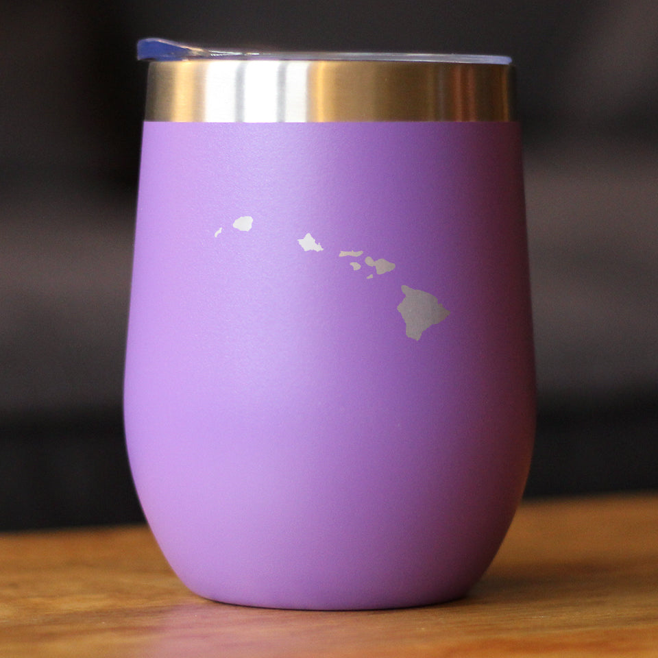 Hawaii State Outline - Wine Tumbler
