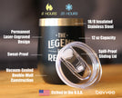 The Legend Has Retired - Wine Tumbler Glass with Sliding Lid - Stainless Steel Insulated Mug - Funny Retirement Gifts for Boss or Coworkers