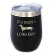 Been a Long Day - Dachshund Wine Tumbler with Sliding Lid - Stemless Stainless Steel Insulated Cup - Cute Funny Gift for Coworkers or Boss