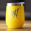 Monogram Floral Initial Letter A - Wine Tumbler