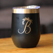 Monogram Floral Initial Letter B - Wine Tumbler