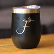 Monogram Floral Initial Letter F - Wine Tumbler