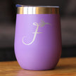 Monogram Floral Initial Letter F - Wine Tumbler