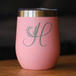 Monogram Floral Initial Letter H - Wine Tumbler