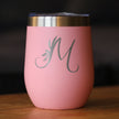 Monogram Floral Initial Letter M - Wine Tumbler