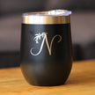 Monogram Floral Initial Letter N - Wine Tumbler