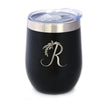 Monogram Floral Initial Letter R - Wine Tumbler
