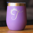 Monogram Floral Initial Letter T - Wine Tumbler