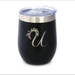 Monogram Floral Initial Letter U - Wine Tumbler