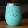 Monogram Floral Initial Letter W - Wine Tumbler