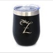 Monogram Floral Initial Letter Z - Wine Tumbler