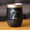 Monogram Floral Initial Letter Z - Wine Tumbler