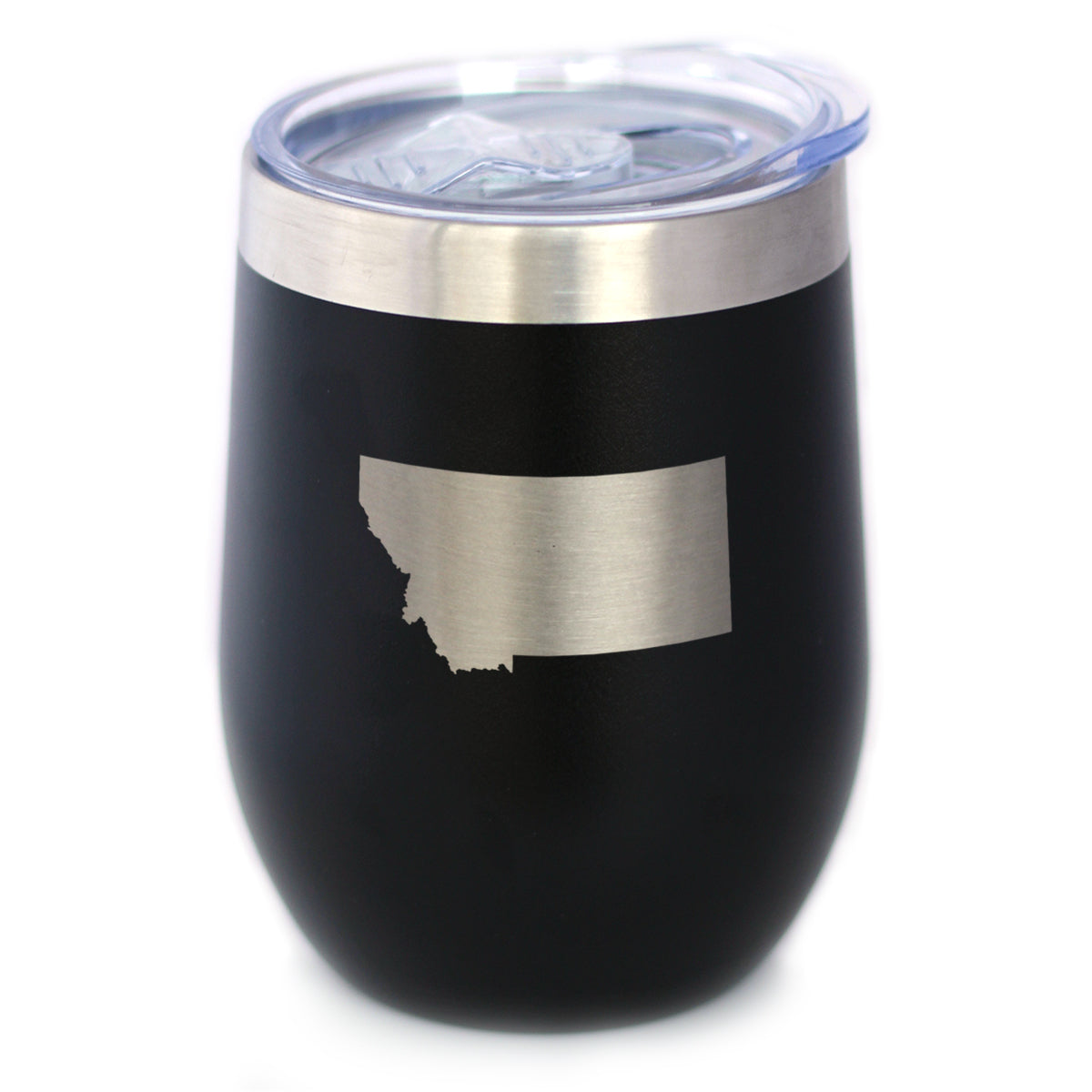 Montana State Outline - Wine Tumbler Glass with Sliding Lid - Stainless Steel Insulated Mug - Montana Gifts for Women and Men Montanans