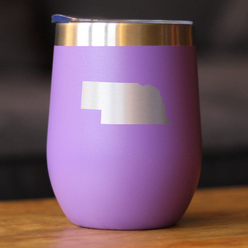 Nebraska State Outline - Wine Tumbler