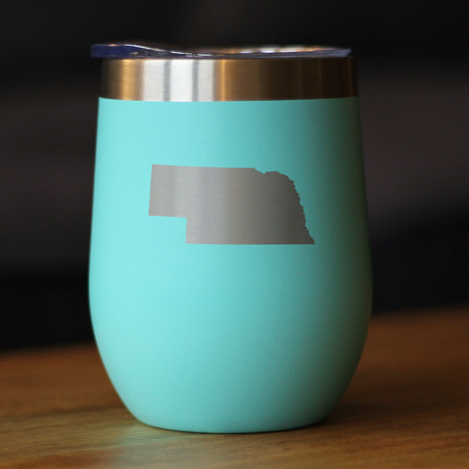 Nebraska State Outline - Wine Tumbler