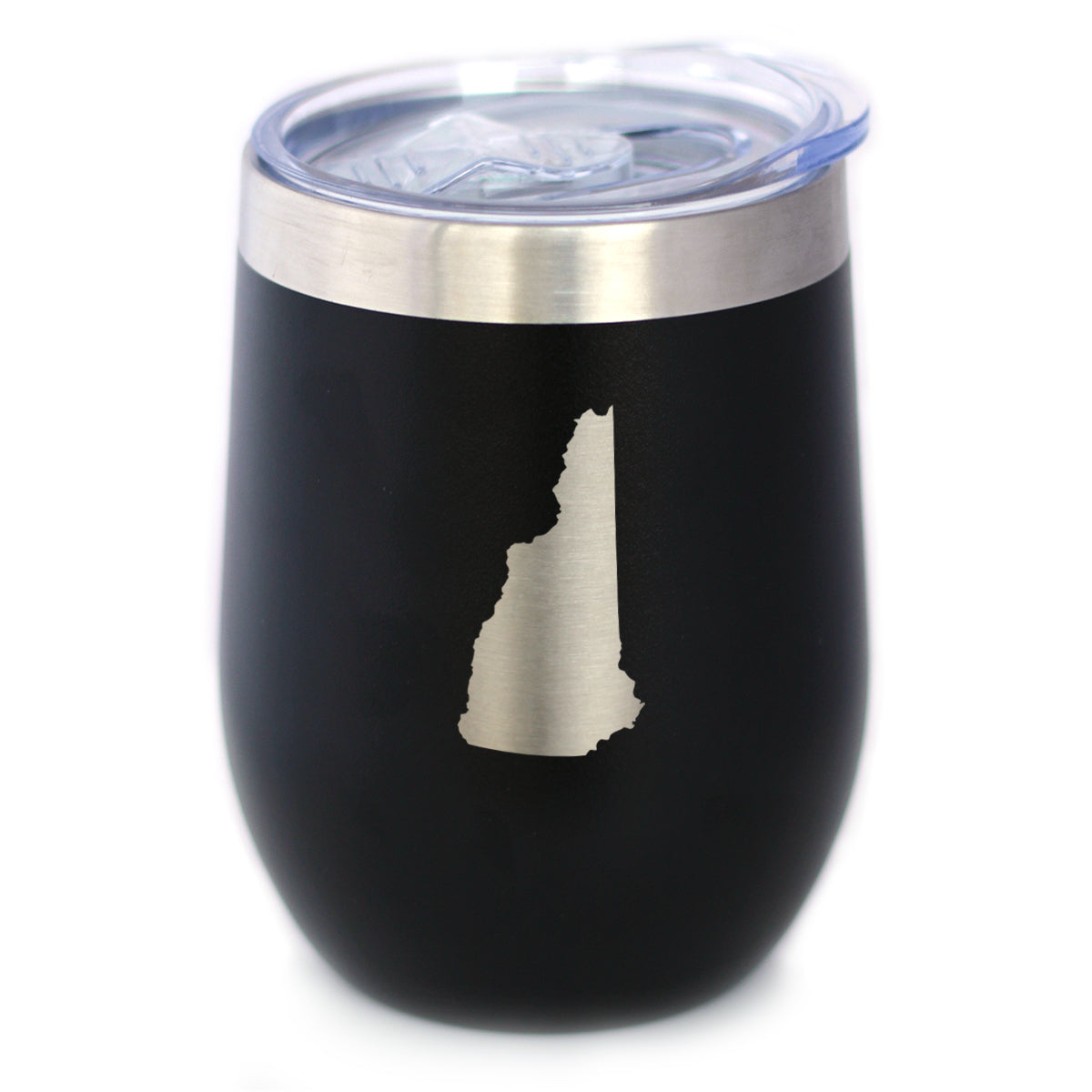 New Hampshire State Outline - Wine Tumbler Glass with Sliding Lid - Stainless Steel Insulated Mug - New Hampshire Gifts for Women and Men