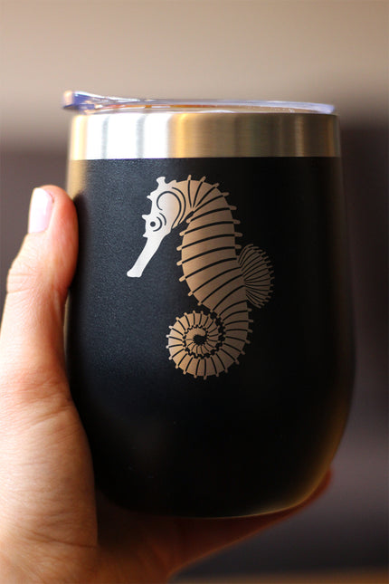Seahorse - Cute Nautical Theme Gifts for Beach House - Wine Tumbler