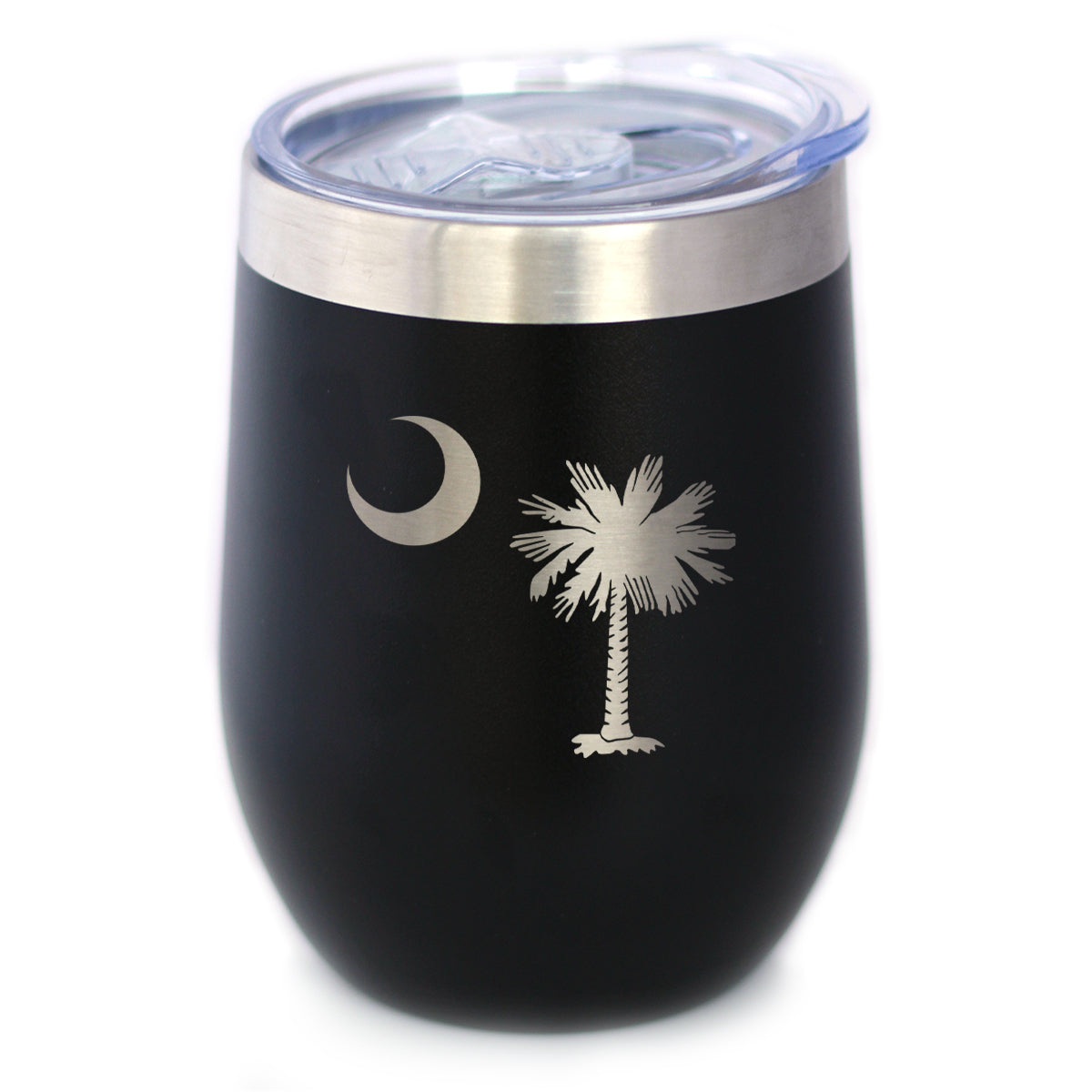 South Carolina Flag - Wine Tumbler Glass with Sliding Lid - Stainless Steel Insulated Mug - State Themed Drinking Decor and Gifts for South Carolinian Women &amp; Men